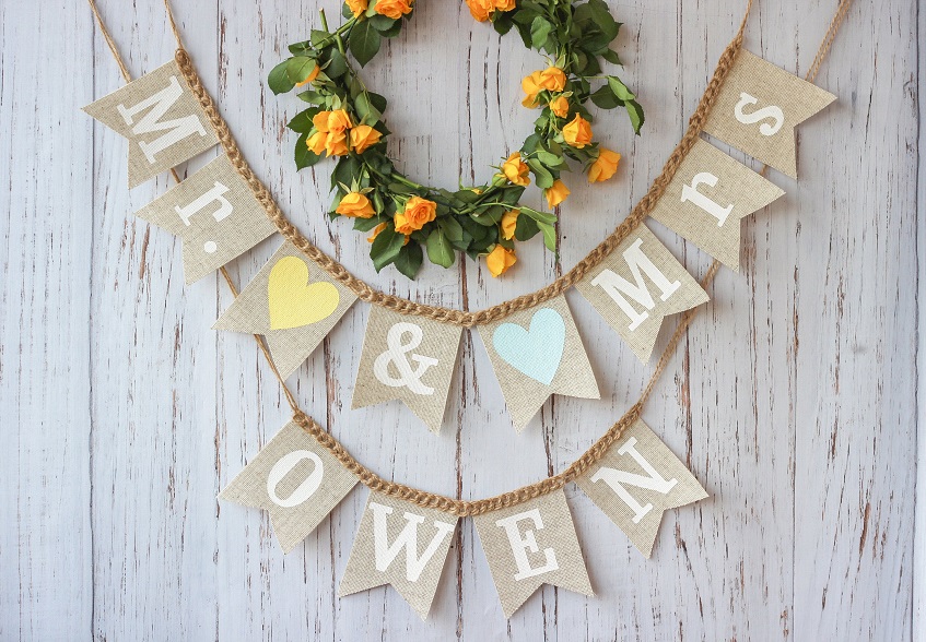 Hessian hanging banner