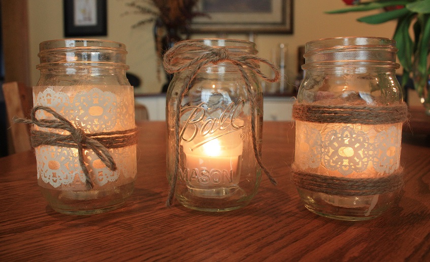 Hessian style candle holders