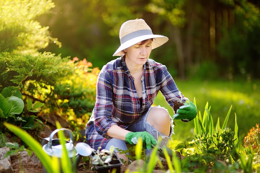 woman maintaining her garden 