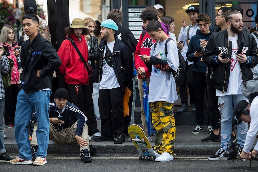 Group of young people in streetwear