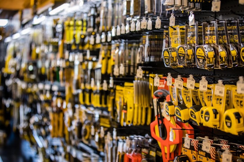Close-up of tools in a tool shop