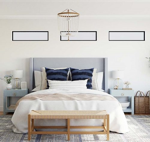 bedroom decorated with Hamptons style