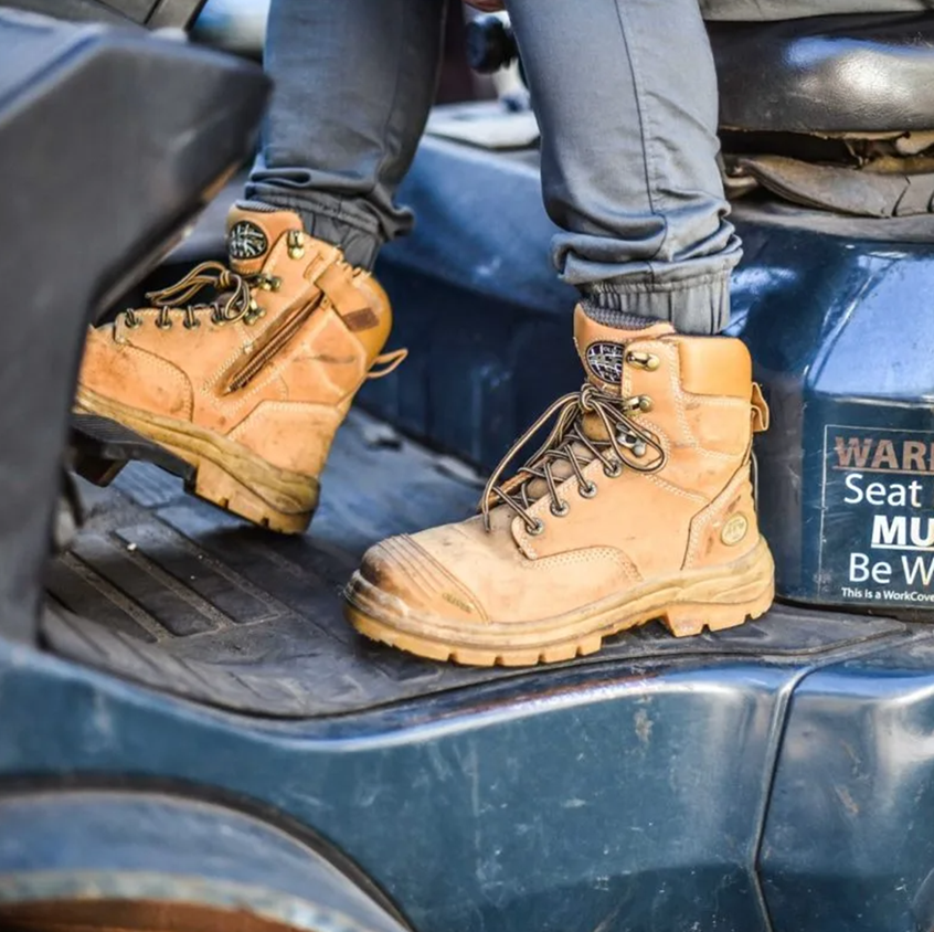 brown work boots