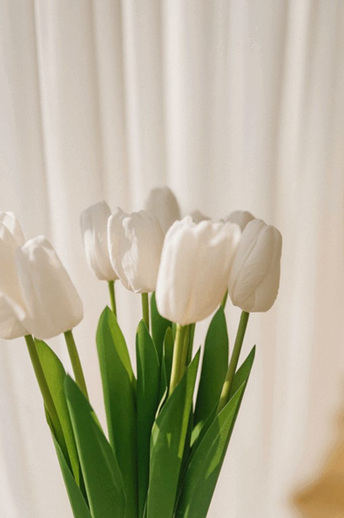 10 x Artificial White Tulip Real Touch 48cm