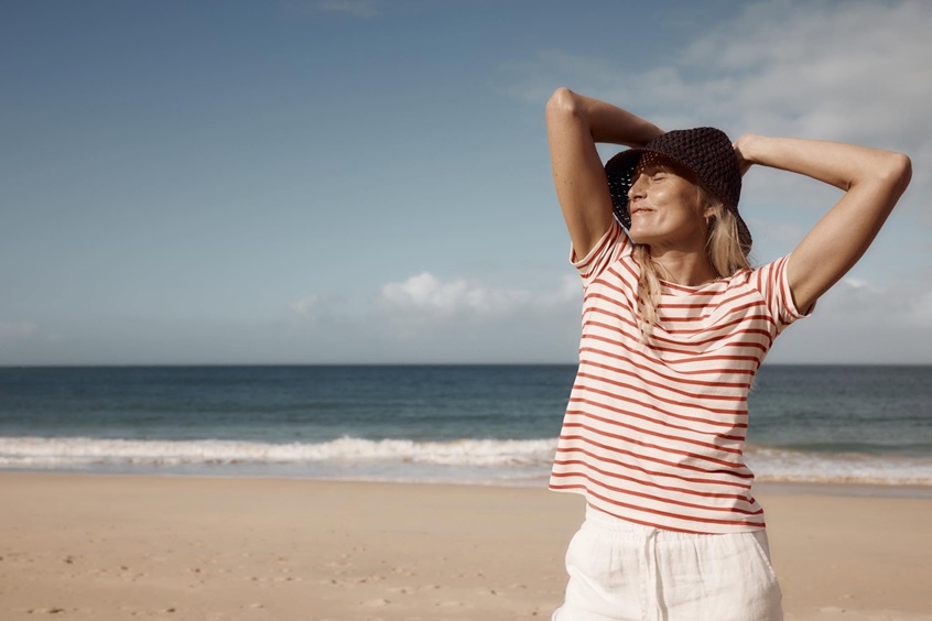 woman being happy in Seasalt Cornwall clothes