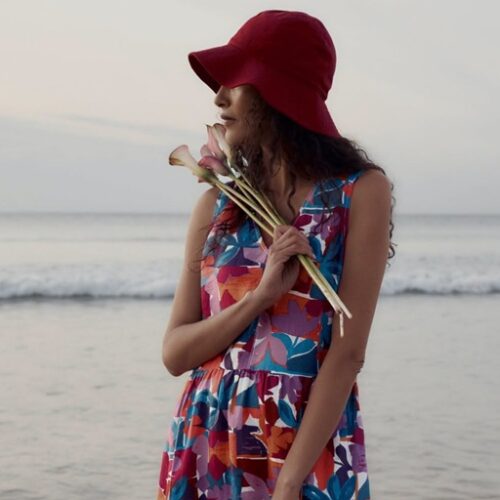 woman wearing Seasalt Cornwall dress