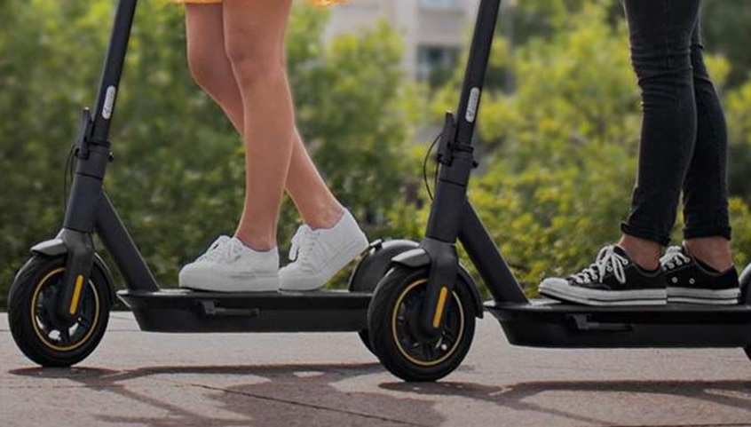 close up of two Ninebot electric scooters